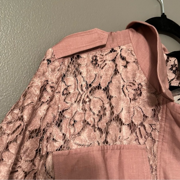 NWT Lane Bryant Sz 18/20 Petite Dusty Rose Lace Jacket Button-up Jacket Blouse! - Picture 7 of 16